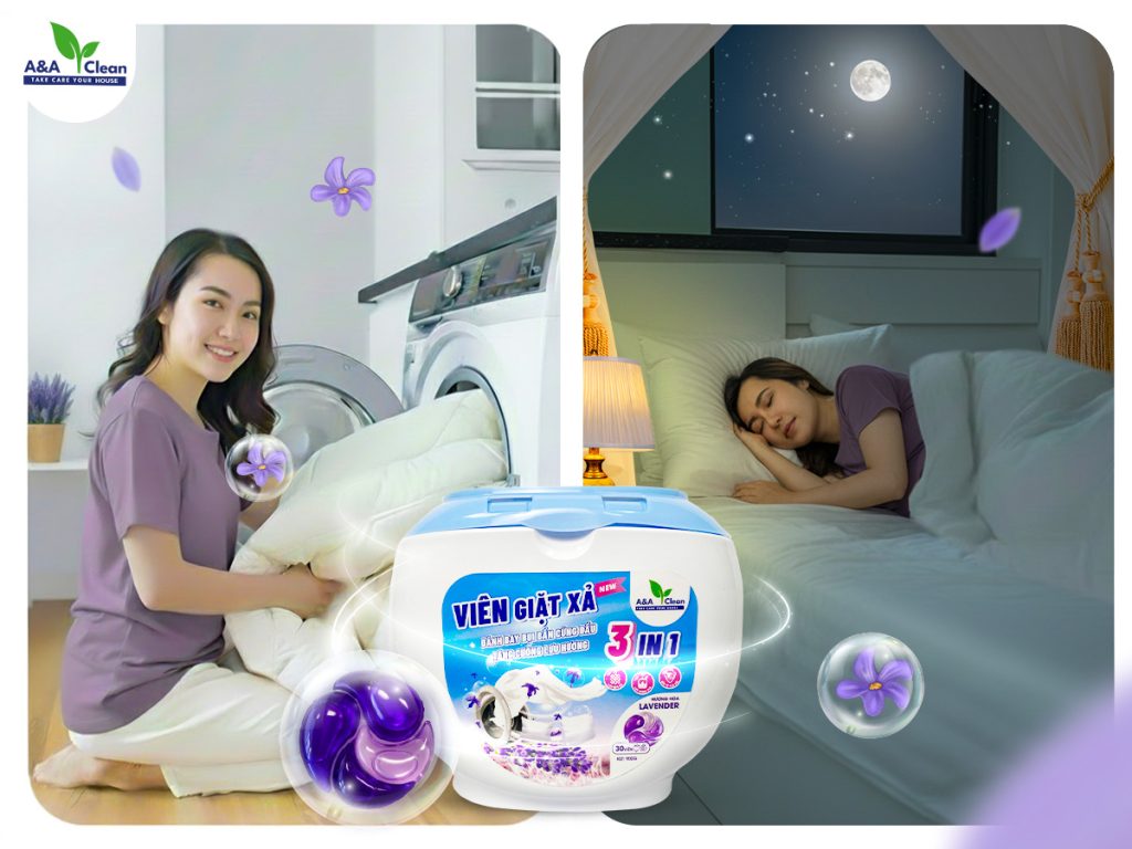 Viên giặt chăn mền hương lavender A&A Clean giúp giường của bạn trở nên thư giãn hơn