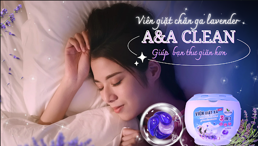Viên giặt chăn ga lavender a&a clean giúp bạn thư giãn hơn