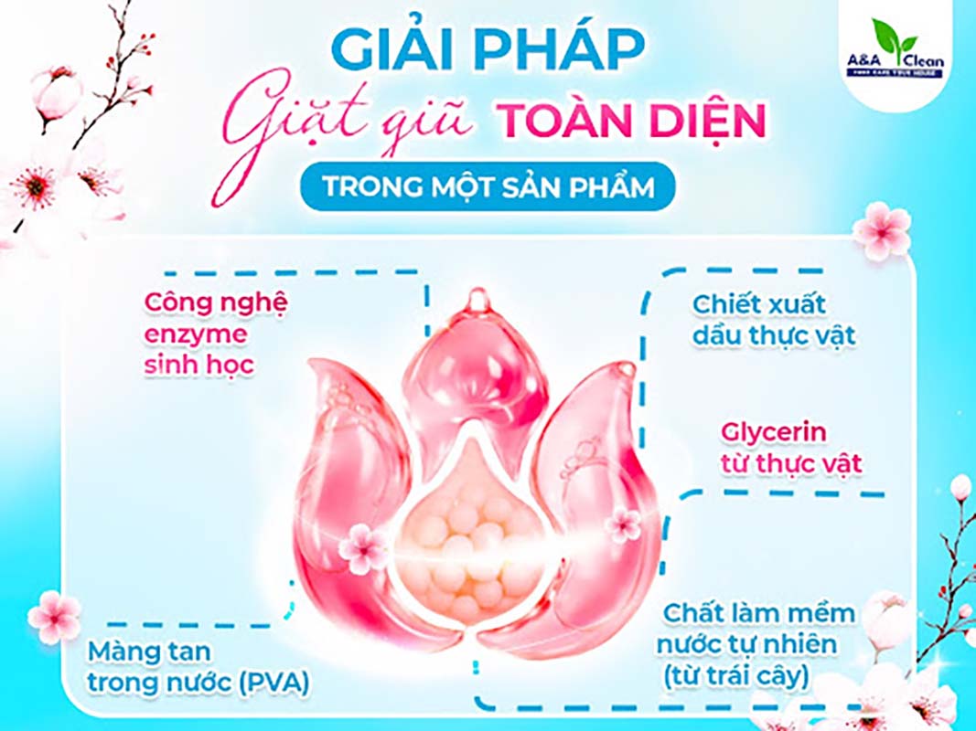 Cấu tạo thông minh của viên giặt A&A Clean - phương pháp giặt giũ sinh học